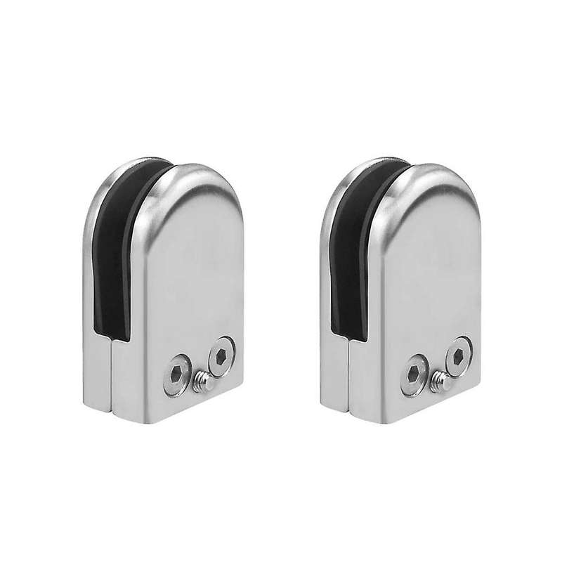 4 Pcs Stainless Steel Round Flat Back Glass Clamp Bracket( 8-10mm)
