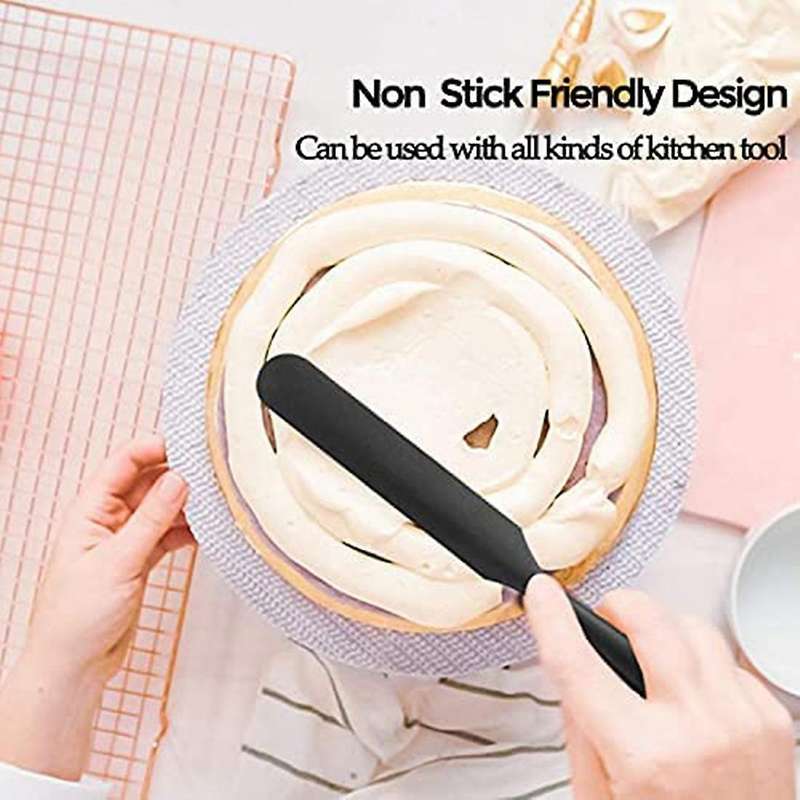 6 Piece Silicone Spatula Set-non Stick Rubber Spatulas Scraper Black