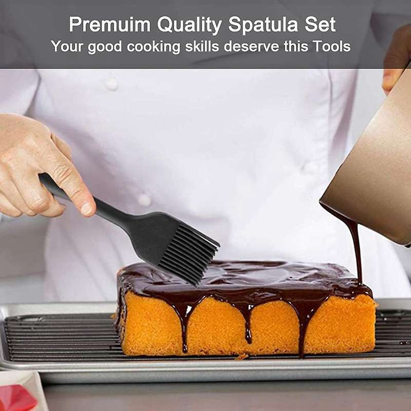 6 Piece Silicone Spatula Set-non Stick Rubber Spatulas Scraper Black