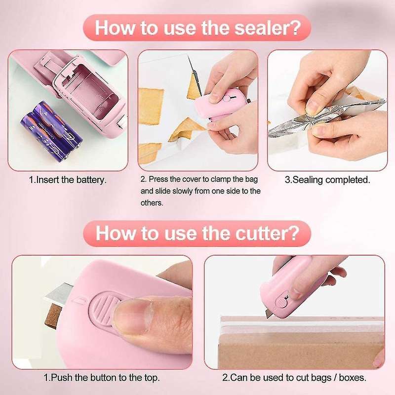 2-pack Bag Sealer Mini,handheld Bag Heat Vacuum Sealer (green+pink)
