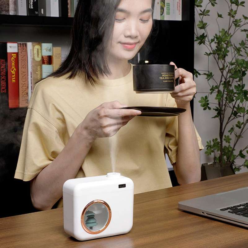 400ml Air Humidifier Usb Diffuser with 1200mah Battery (white)