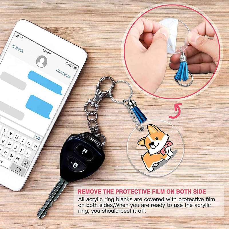 Acrylic Keychain Blank for Diy Keychain Vinyl Making, Backpack Tags