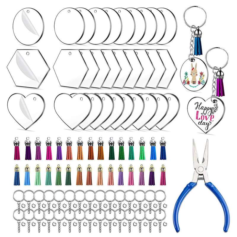 Acrylic Keychain Blank for Diy Keychain Vinyl Making, Backpack Tags