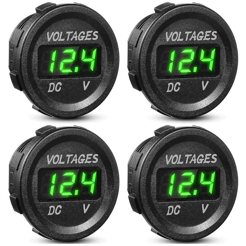 4xdc 12v Car Voltage Display Led Display Voltmeter Monitor -green