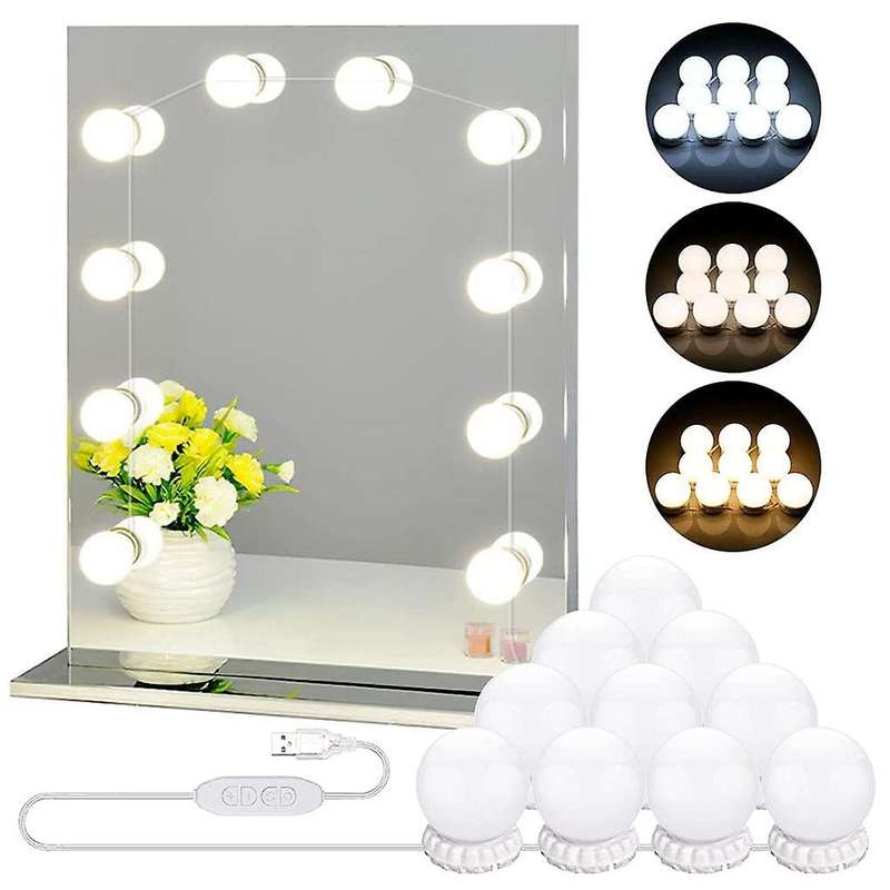 Led Vanity Mirror Lights with 10 Dimmable Bulbs 3 Color Modes, Makeup