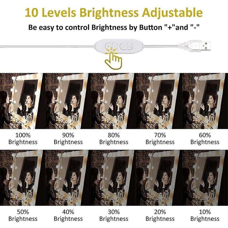 Led Vanity Mirror Lights with 10 Dimmable Bulbs 3 Color Modes, Makeup