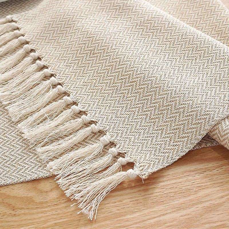 Cotton Linen Fringe Table Runner,tablerunner for Home Decor 13x94inch