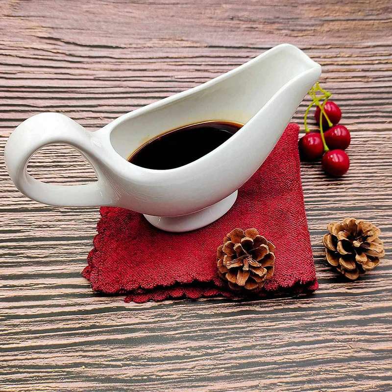 1 Pcs Porcelain Gravy Boat with Handle for Salad Dressings Milk