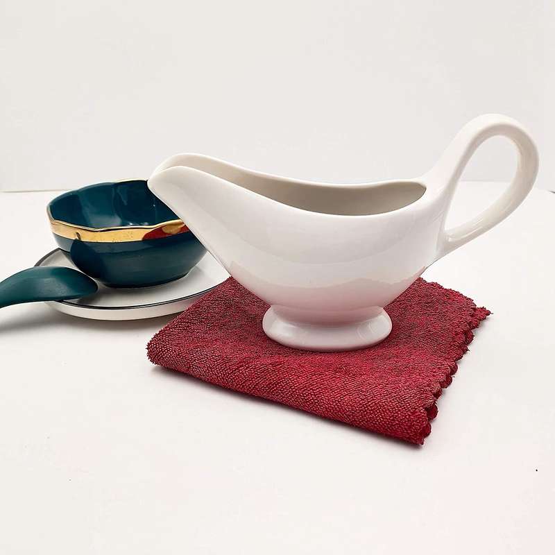 1 Pcs Porcelain Gravy Boat with Handle for Salad Dressings Milk