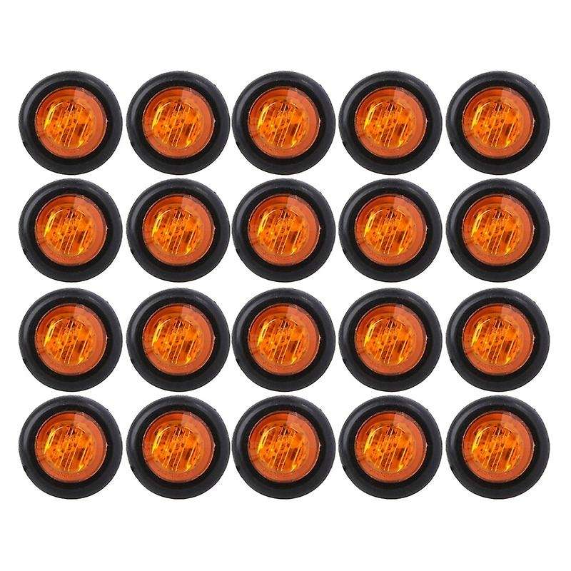 20x 3/4inch 3led Side Marker Lights Trailer Truck Turn Light Amber