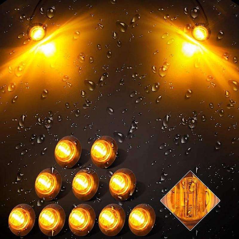 20x 3/4inch 3led Side Marker Lights Trailer Truck Turn Light Amber