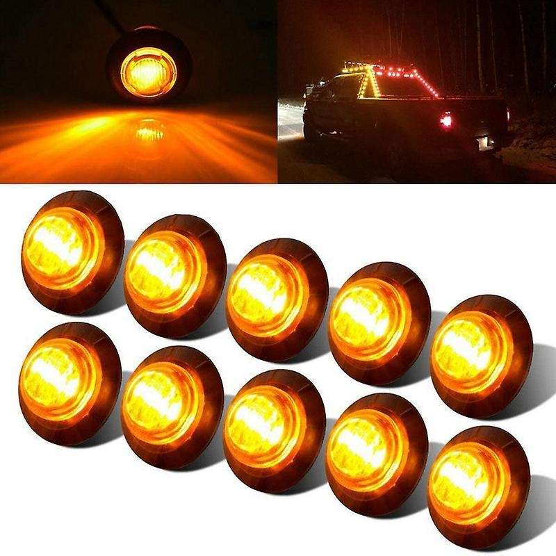 20x 3/4inch 3led Side Marker Lights Trailer Truck Turn Light Amber