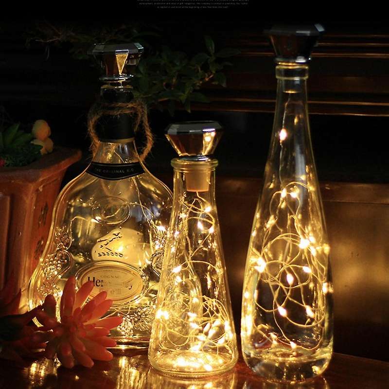 6pcs Solar Wine Bottle Lights,2m 20 Leds String Light (3 Colors)