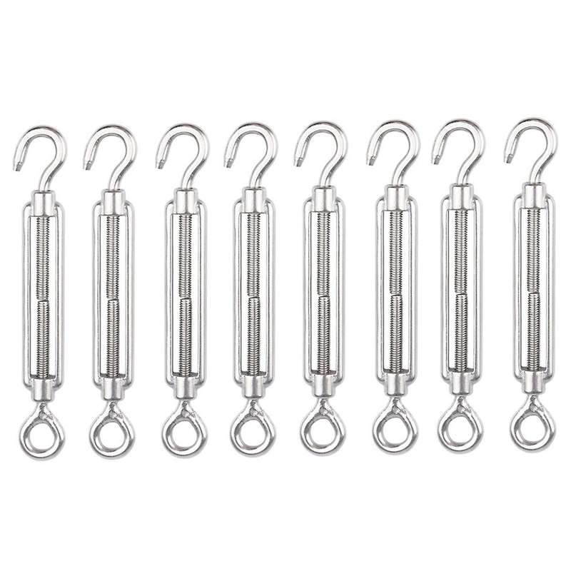 8x M4 Stainless Steel 304 Hook & Eye Turnbuckle Wire Rope Tension