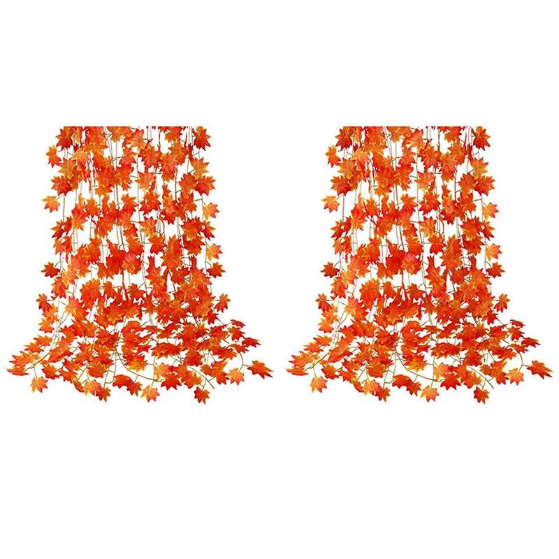 24 Packs Of Artificial Autumn Leaves Garland Hanging Vine for Wedding