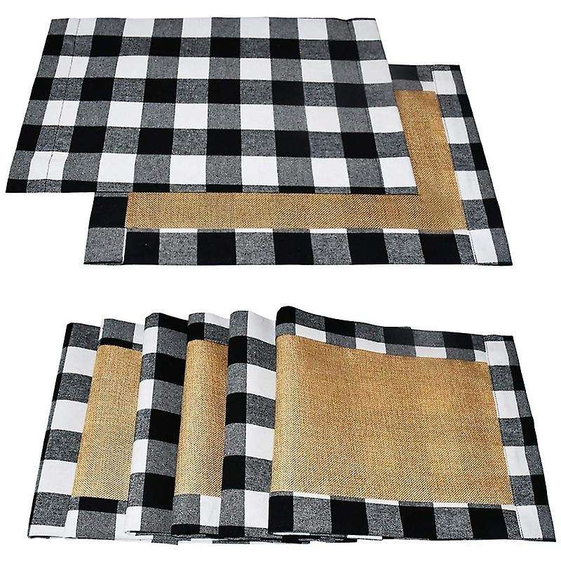 1 Pack 6 Placemat Table Mat Black White Burlap Table Placemat 30x45cm