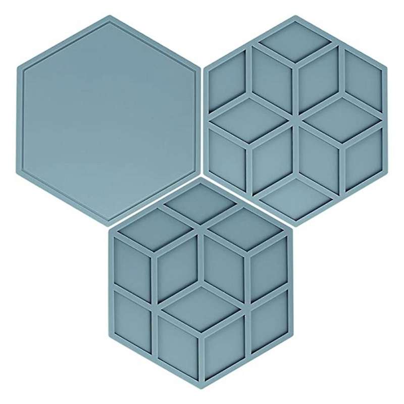 3pcs Silicone Tripod Kitchen Heater Pad, Silicone Pad(blue)
