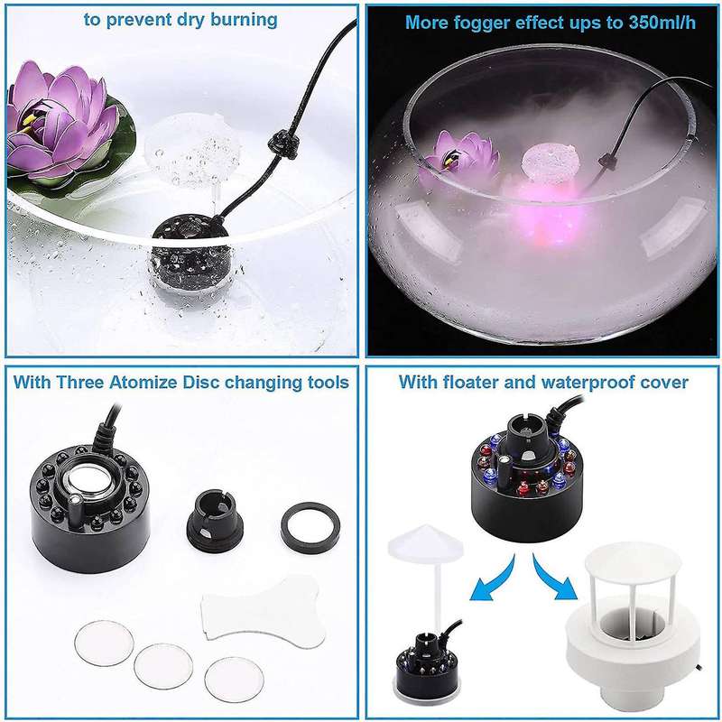350ml/h Ultrasonic Mist Maker with Led for Water Fountain Eu Plug