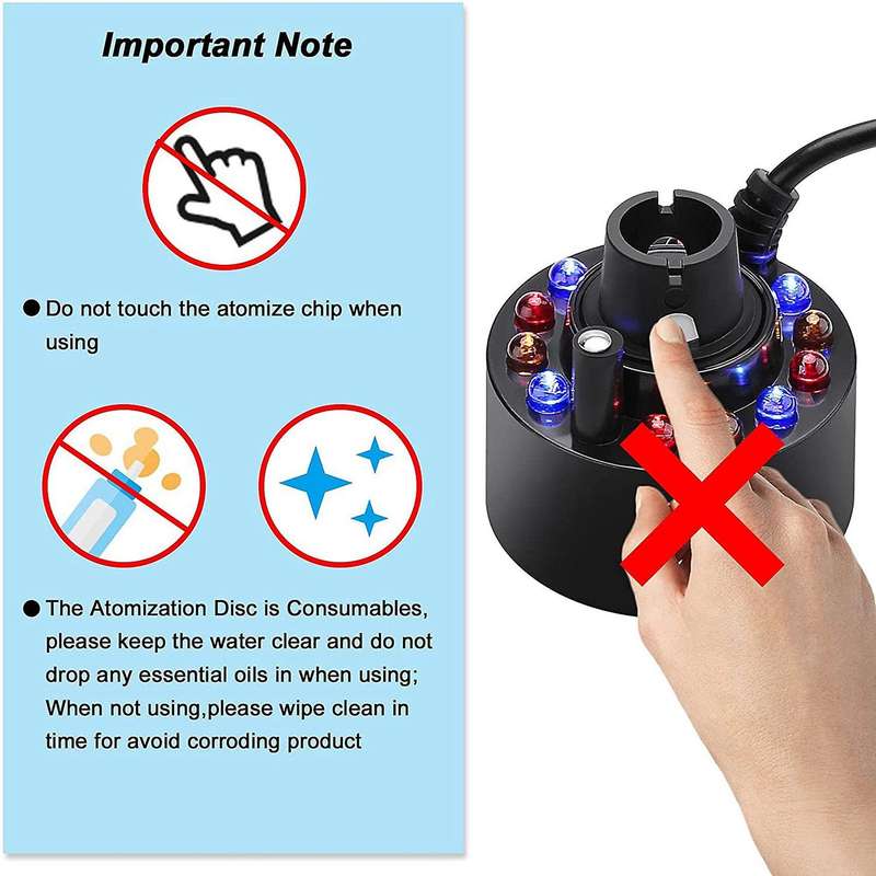 350ml/h Ultrasonic Mist Maker with Led for Water Fountain Eu Plug