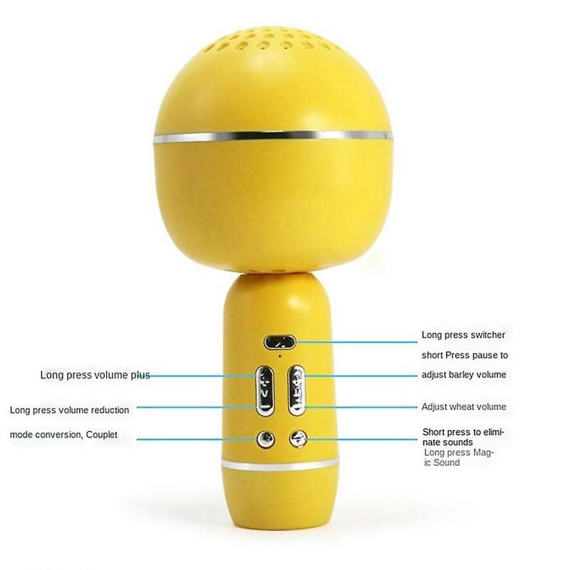 Bluetooth Wireless Microphone Portable Handheld Karaoke Live Yellow