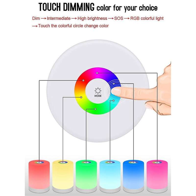 Dimmable Led Touch Control Night Light Usb Rechargeable Table Lamp