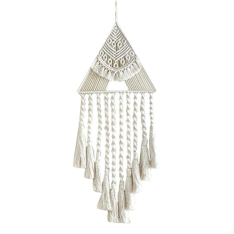 Boho Dream Catcher, Triangle Macrame Crochet Wall Hanging, White