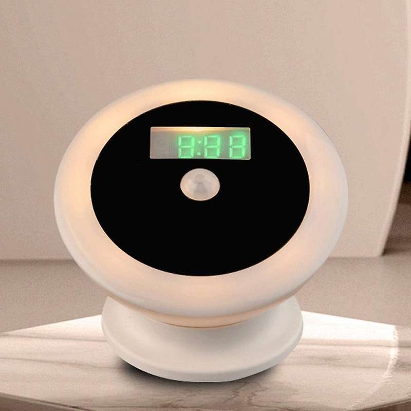 Motion Sensor Light with Clock Aaa Battery for Bathroom Wardrobe