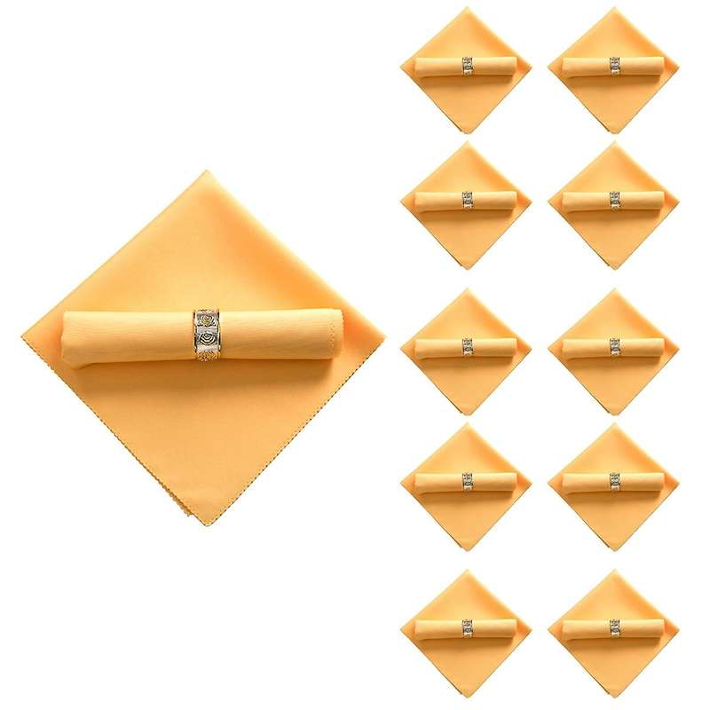 10pcs 48x48cm Polyester Cloth Napkins for Restaurant, Gold Yellow