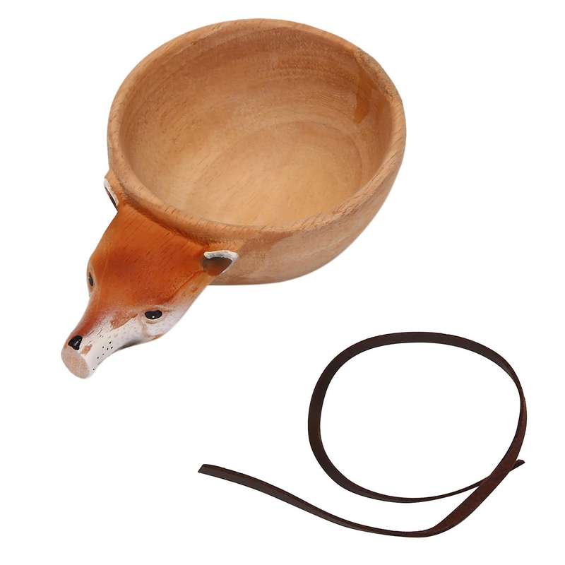Hand Carved Animal Rubber Wooden Water Cup Camping Coffee Cups -5