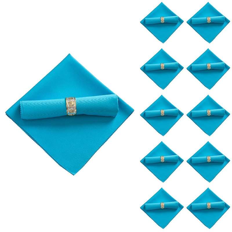 10pcs 48x48cm Polyester Cloth Napkins for Restaurant, Sky Blue