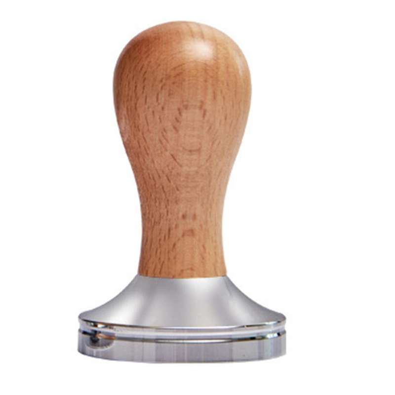 Coffee Tamper 58mm Beech Soild Wood Flat Base Espresso Powder Hammer