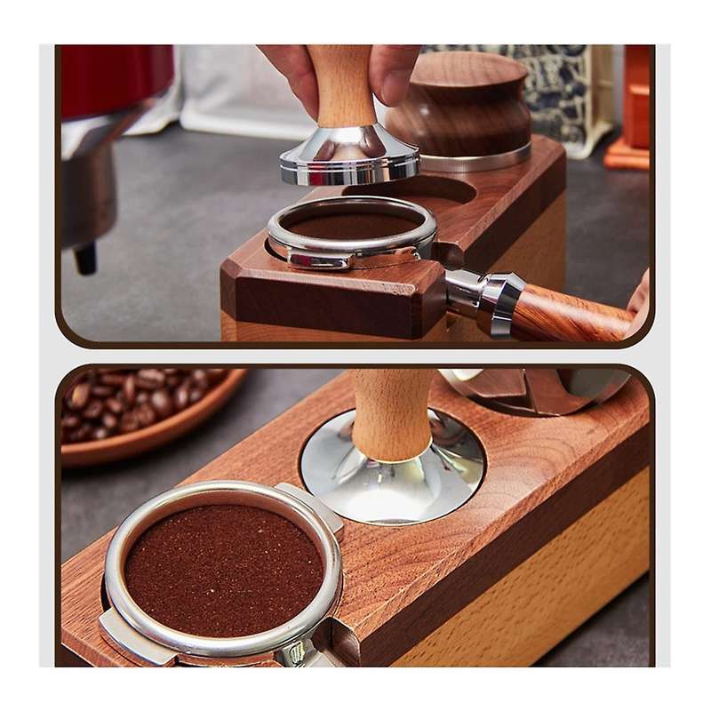 Coffee Tamper 58mm Beech Soild Wood Flat Base Espresso Powder Hammer