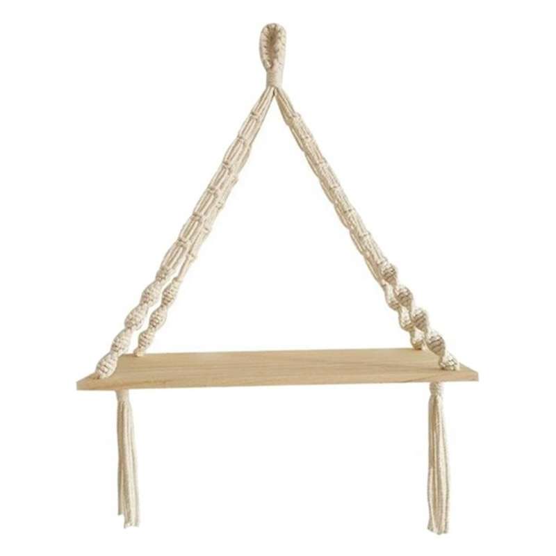 Bohemian Decor Wall Hanging Shelf Handmade Tapestry Cotton Rope Rack