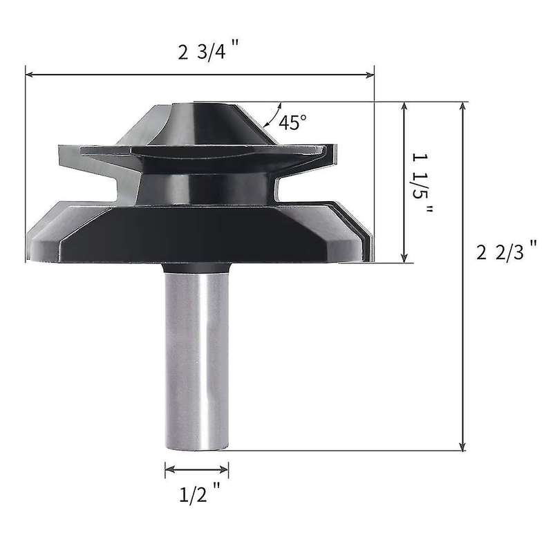 1/2 Inch Shank Lock Miter Router Bit 45 Degree 1/2 Inch to 1 Inch