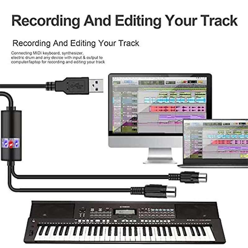 Usb Midi Cable Midi to Usb Cable for Editing&recording 2m(black)
