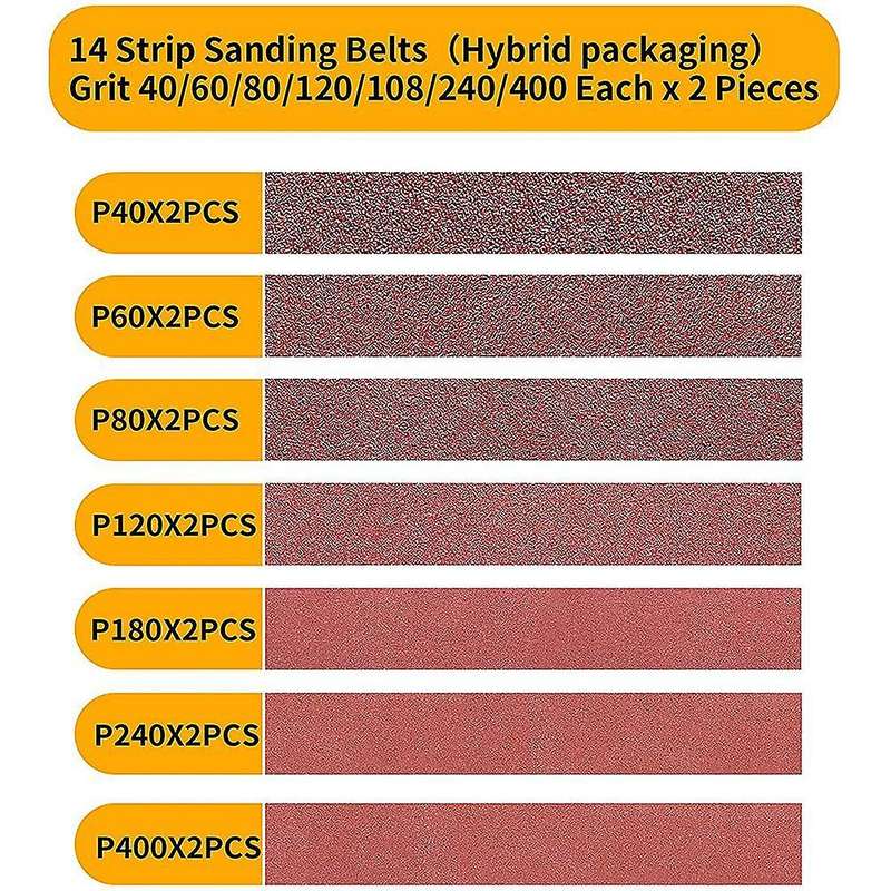 25x1067mm 14 Pcs- 40/60/80/120/180/240/400 Grit Alumina Sanding Belt