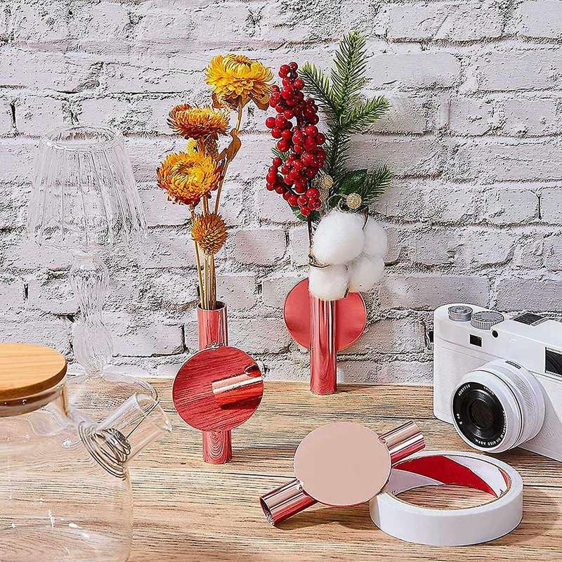4pcs Wall-mounted Flower Tube Wall Metal Vase Decoration,rose Gold