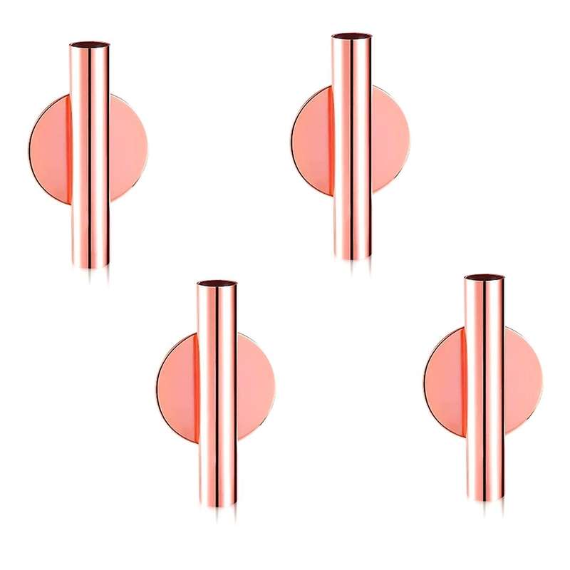 4pcs Wall-mounted Flower Tube Wall Metal Vase Decoration,rose Gold