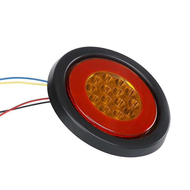 2pcs 12v 32 Led Car Light Guide Round Amber Red Taillights