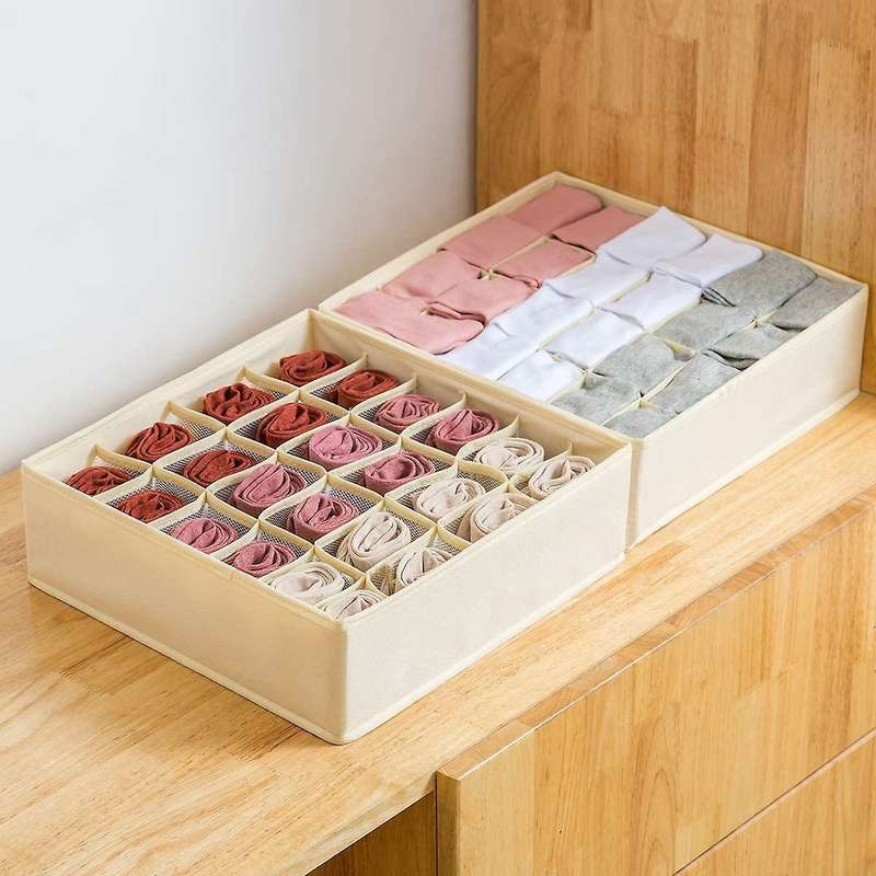3 Pack Socks Underwear Drawer Organizer Divider, 24 Cell Collapsible
