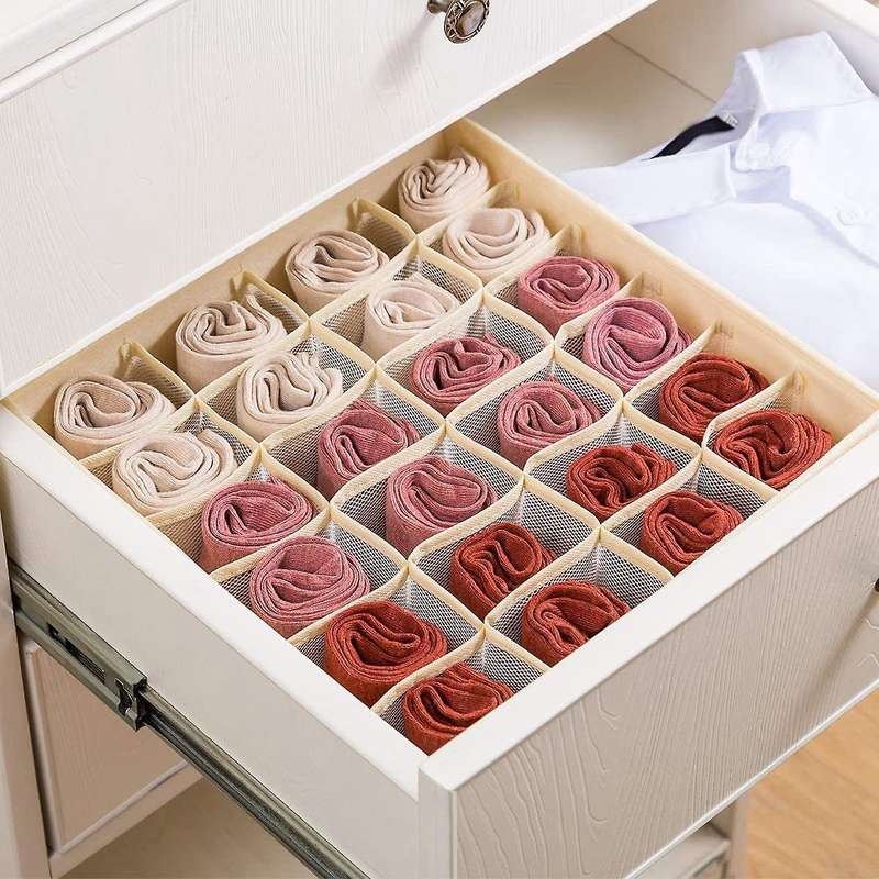 3 Pack Socks Underwear Drawer Organizer Divider, 24 Cell Collapsible