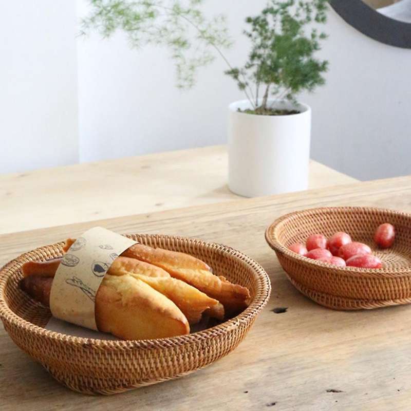 Fruit Basket Handmade Rattan Storage Basket Woven Basket Household, L