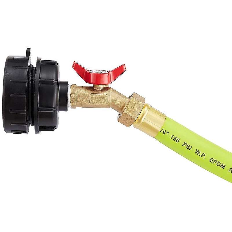 275-330 Gallon Ibc Adapter 2 Inch Fine Thread + Hose Faucet Valve
