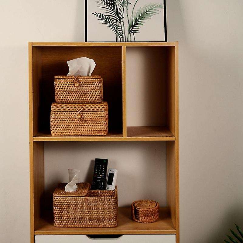 Rattan Tissue Box Home Decoration Handmade Desktop Tissue Rattan-b