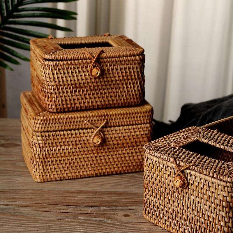 Rattan Tissue Box Home Decoration Handmade Desktop Tissue Rattan-b