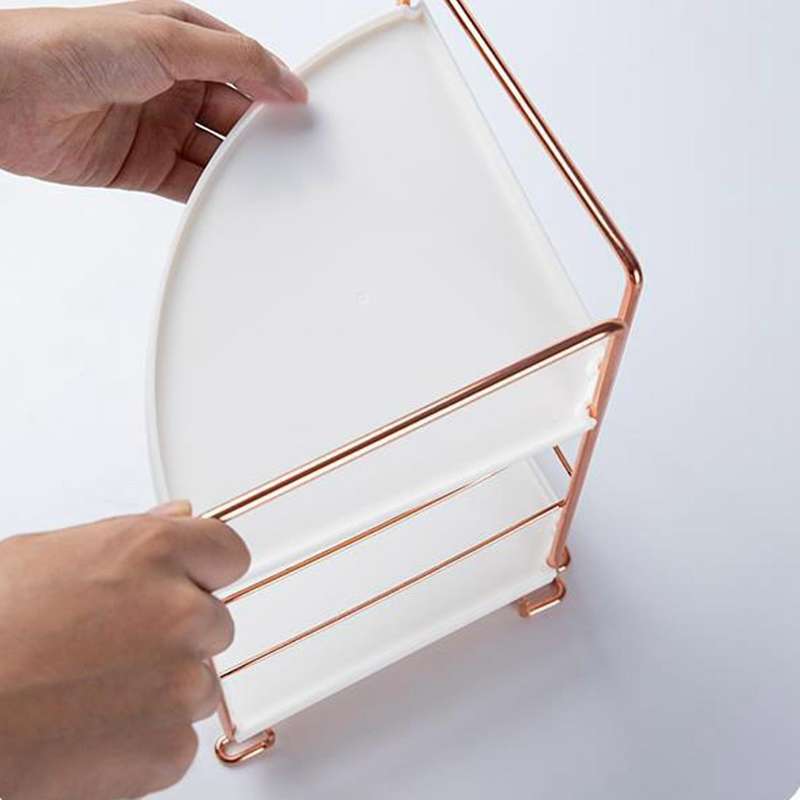 2-tier Corner Wire Shelving Stackable Organizer for Cosmetics