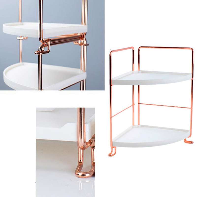 2-tier Corner Wire Shelving Stackable Organizer for Cosmetics