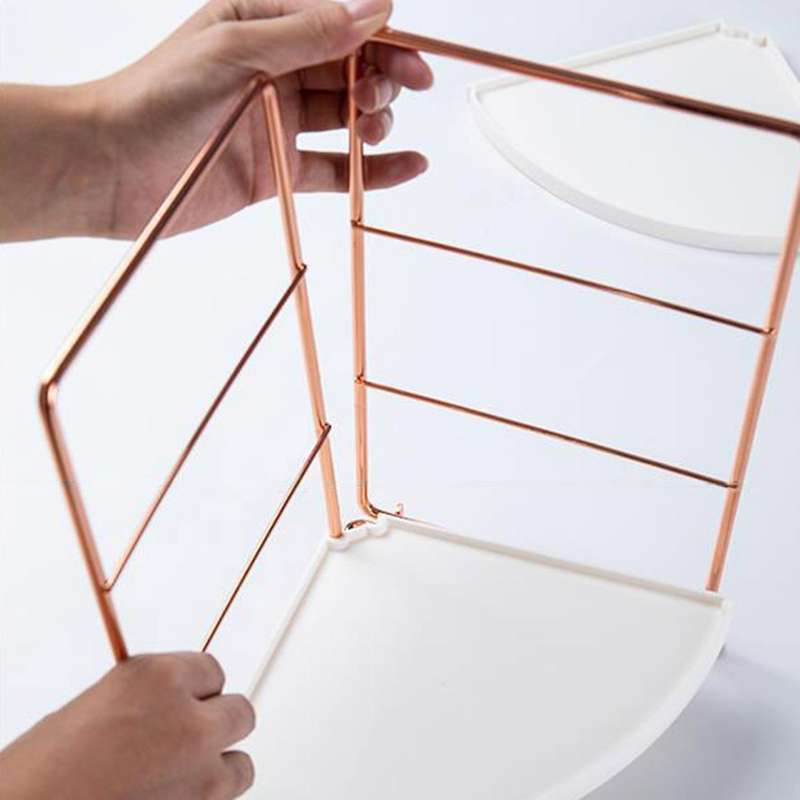 2-tier Corner Wire Shelving Stackable Organizer for Cosmetics