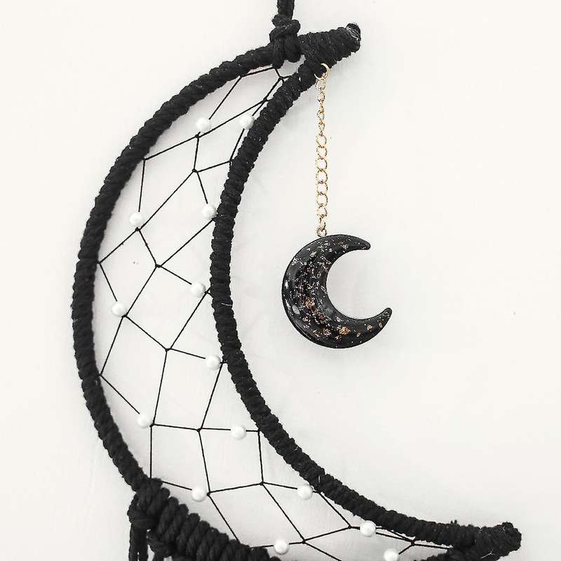 Macrame Woven Wall Hanging Moon Dream Catcher - Home Wall Art Decor