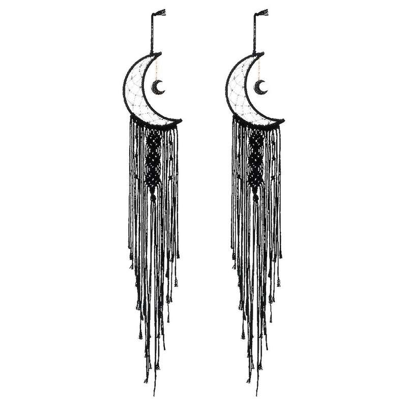Macrame Woven Wall Hanging Moon Dream Catcher - Home Wall Art Decor